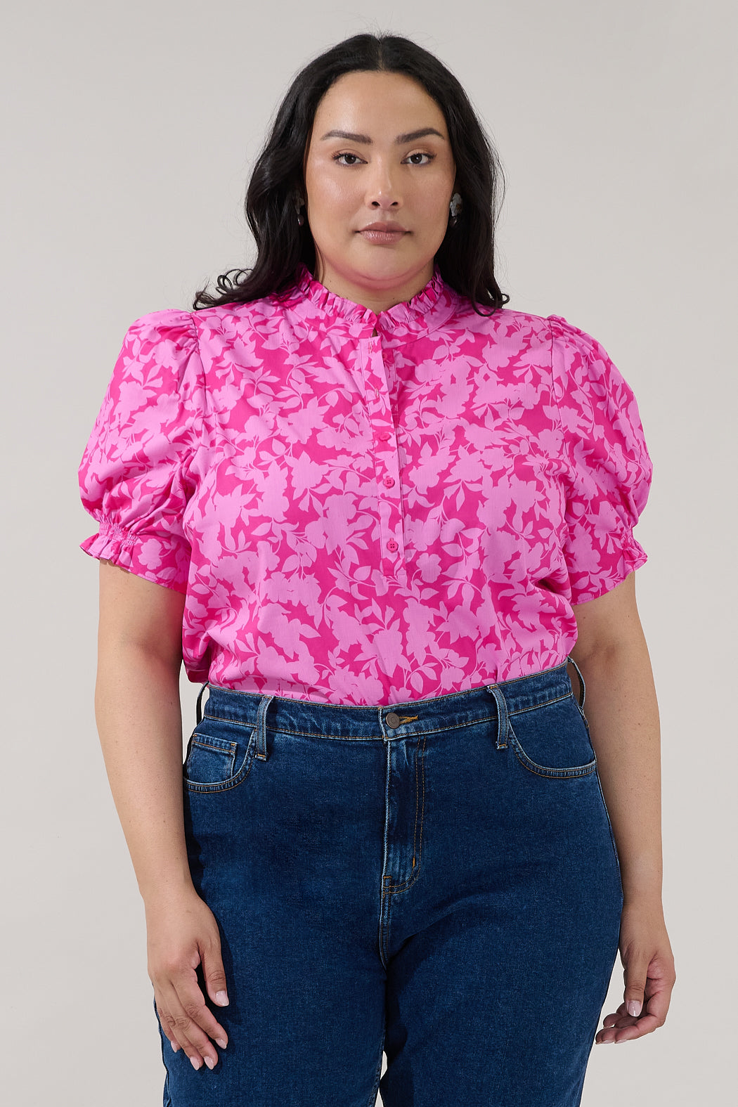 Clove Puff Sleeve Top Petunia Curve