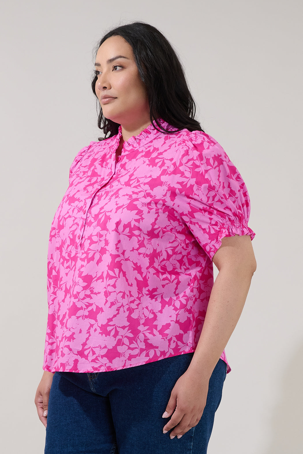 Clove Puff Sleeve Top Petunia Curve