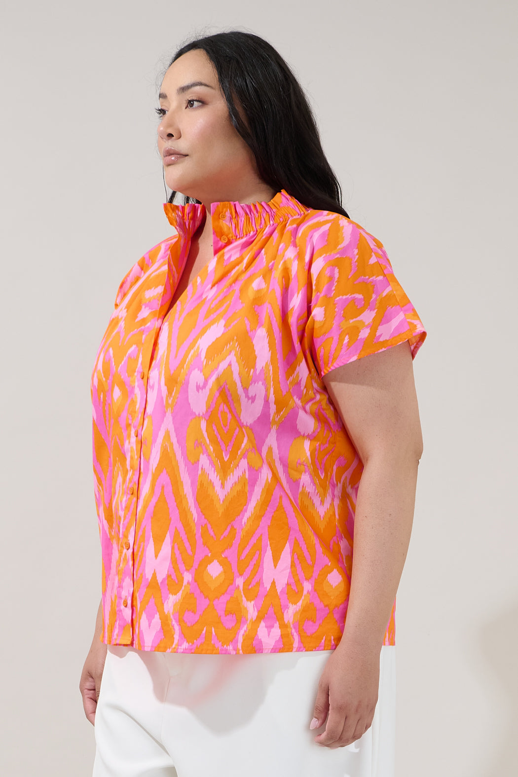 Patma Mock Neck Top Ikat Curve