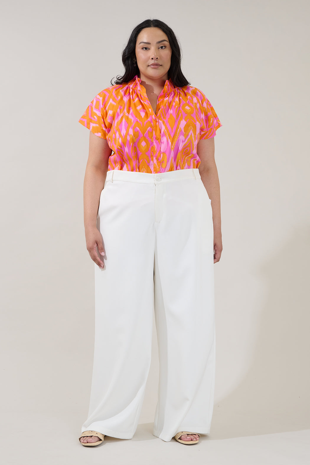 Patma Mock Neck Top Ikat Curve
