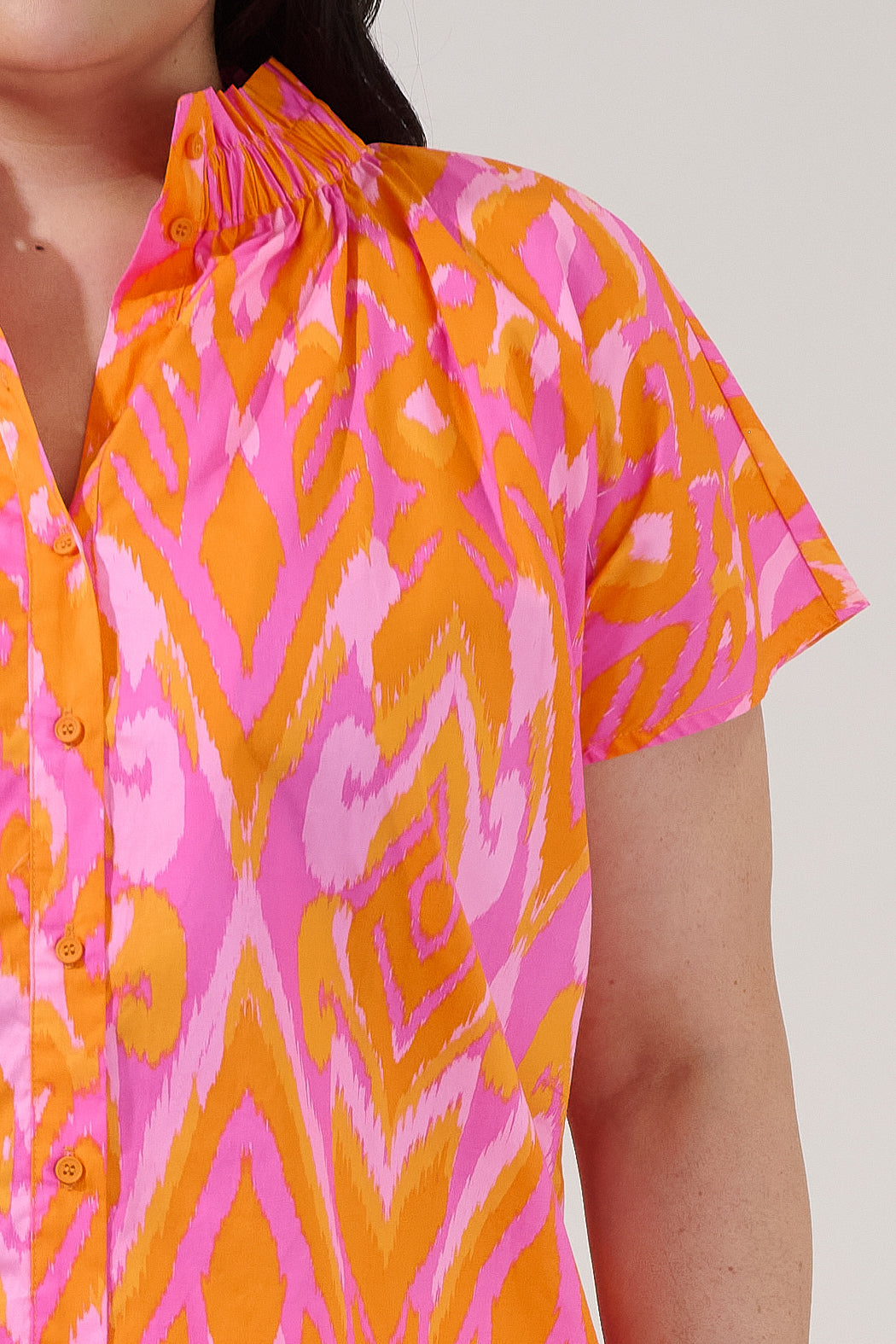 Patma Mock Neck Top Ikat Curve