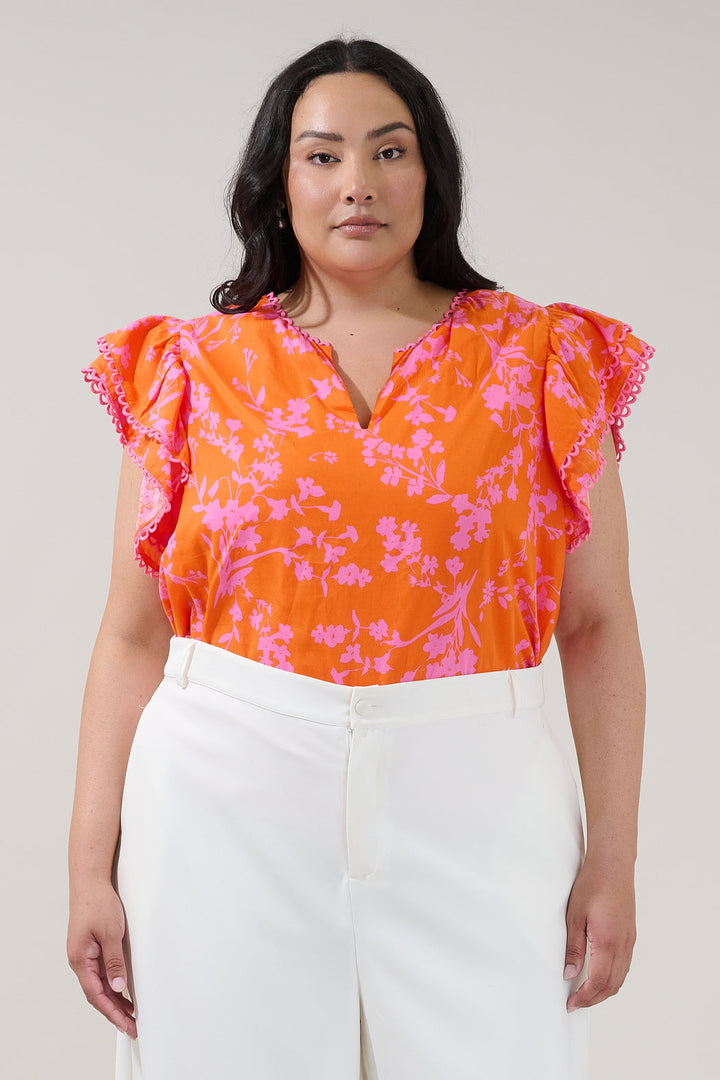 Ema Ruffle Top Floral Curve