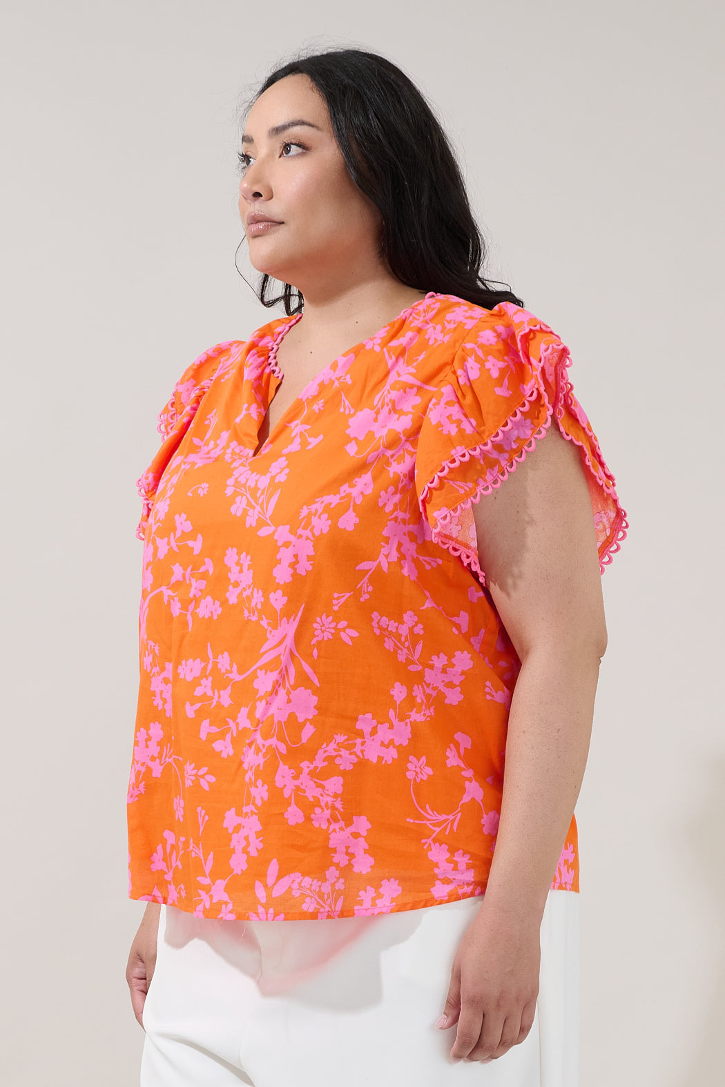 Ema Ruffle Top Floral Curve