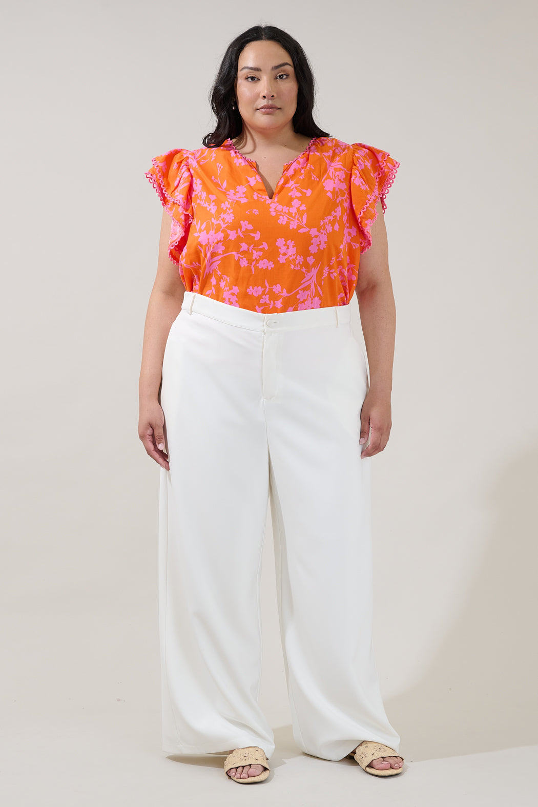 Ema Ruffle Top Floral Curve