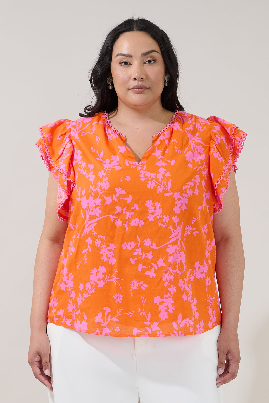 Ema Ruffle Top Floral Curve