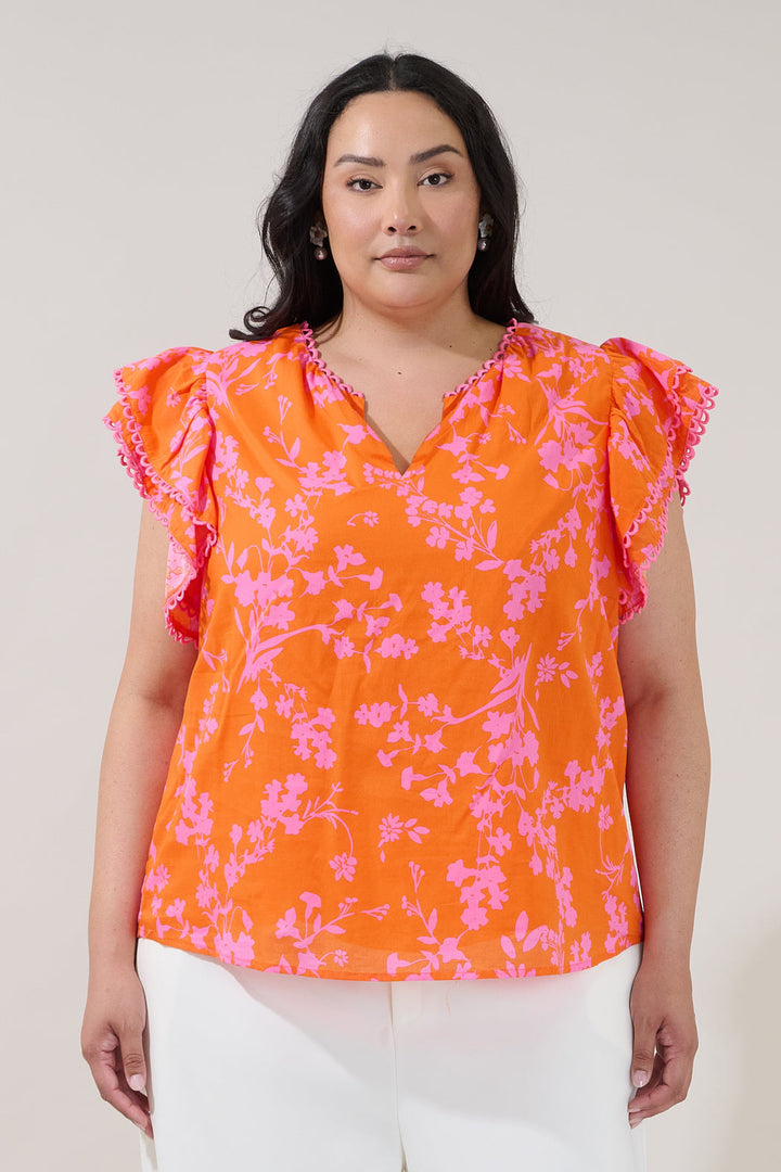 Ema Ruffle Top Floral Curve