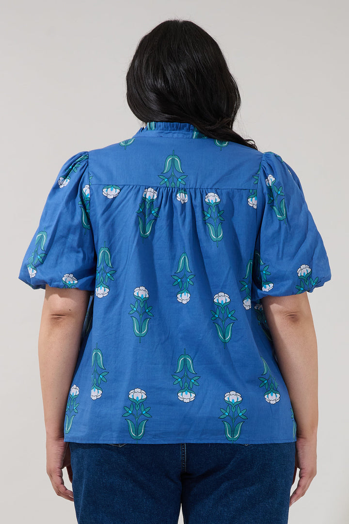 Idara Button Down Top Amena Floral Curve