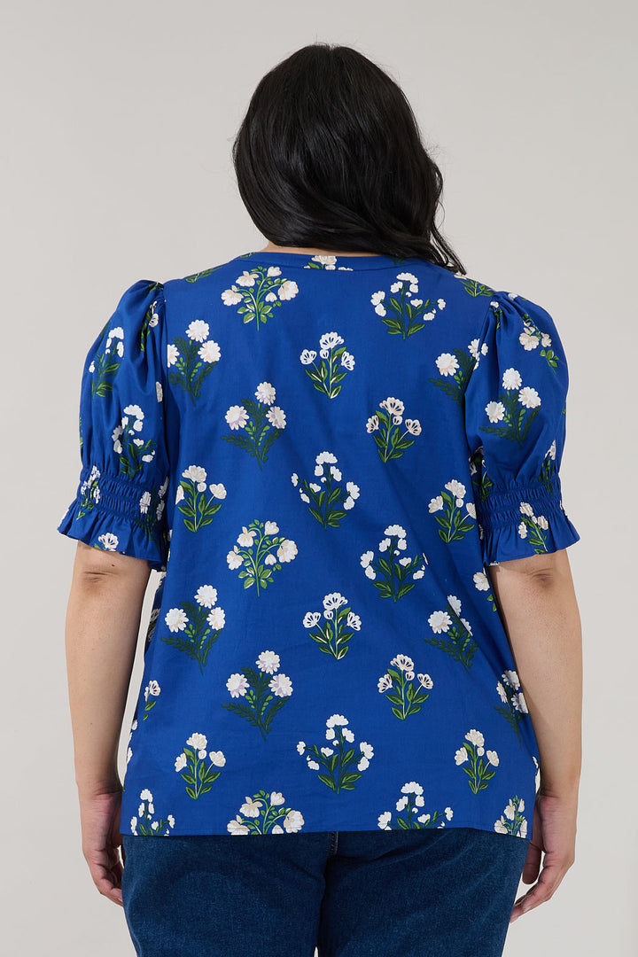 Merryn Split Neck Top Floral Curve