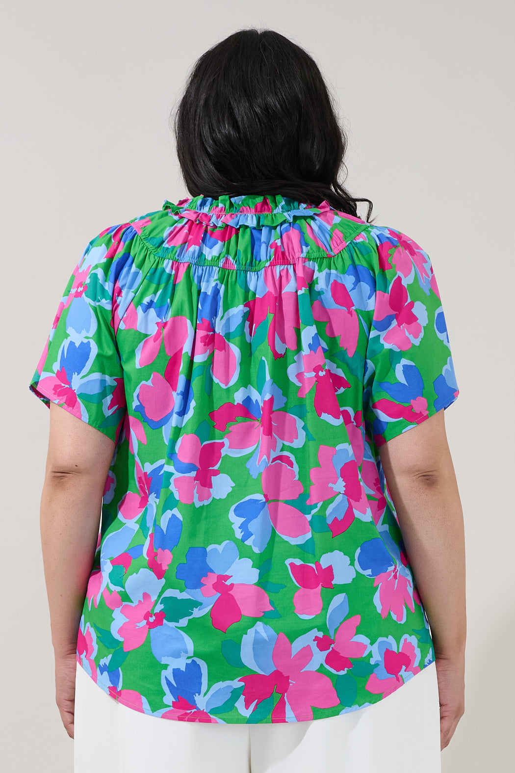 Darthy Smocked Short Sleeve Top Floral Curve