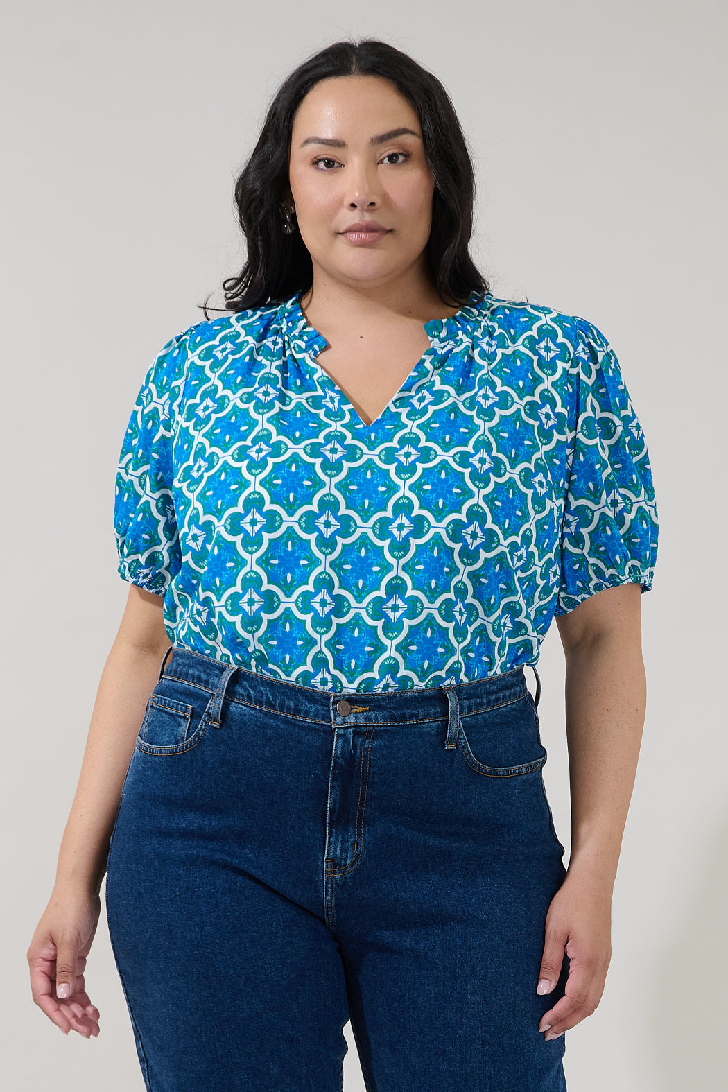Leonor Short Sleeve Top Tile Curve