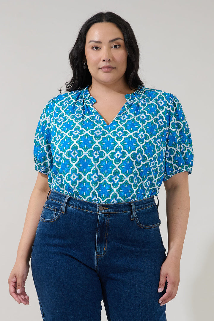 Leonor Short Sleeve Top Tile Curve