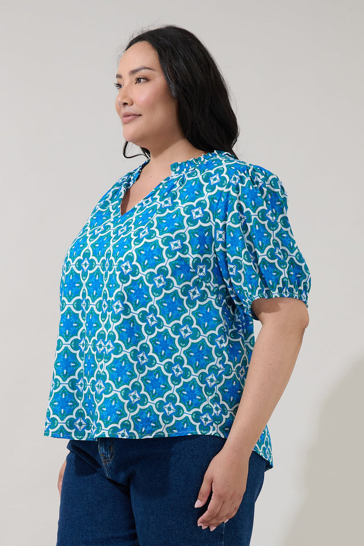 Leonor Short Sleeve Top Tile Curve