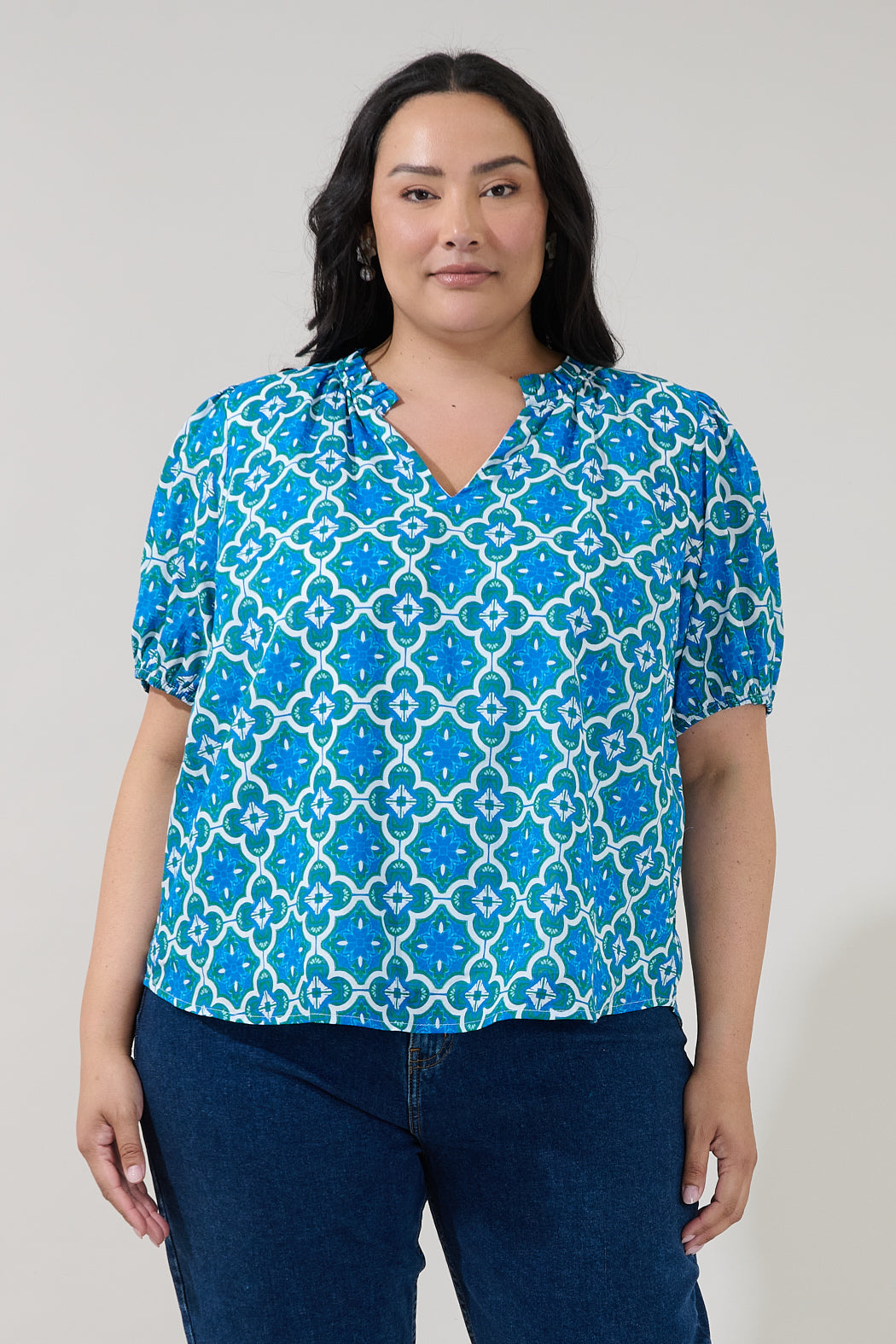 Leonor Short Sleeve Top Tile Curve