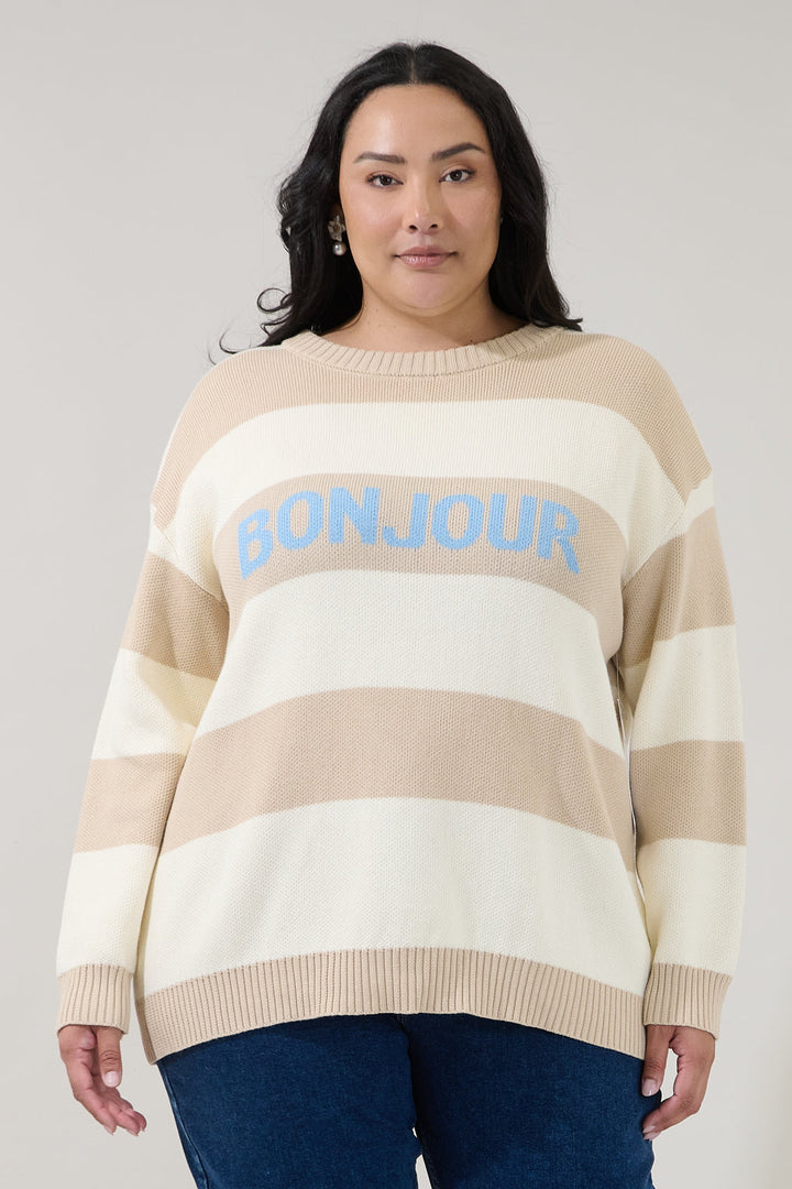 Bonjour Stripe Sweater Curve
