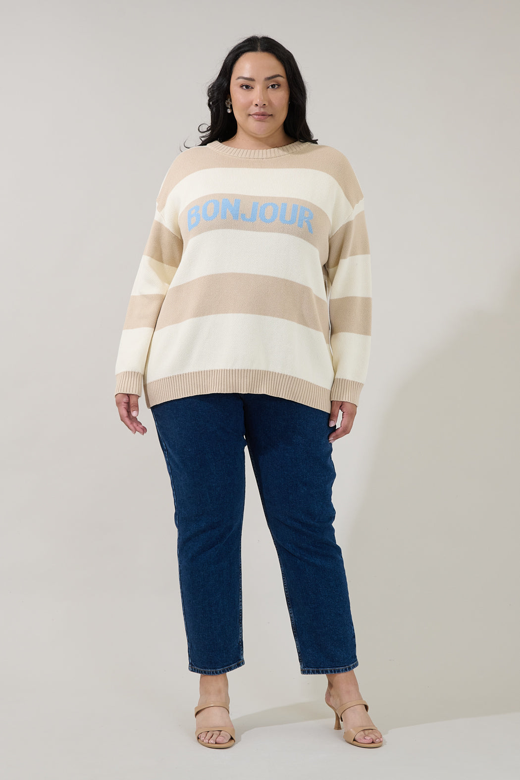 Bonjour Stripe Sweater Curve