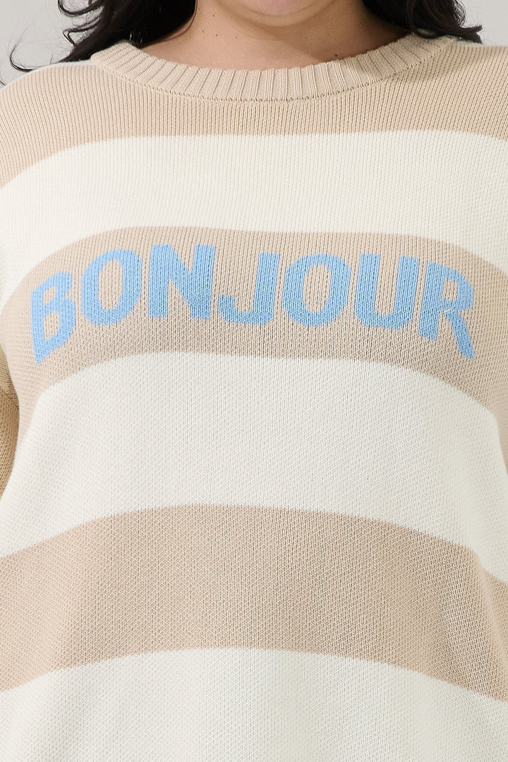 Bonjour Stripe Sweater Curve