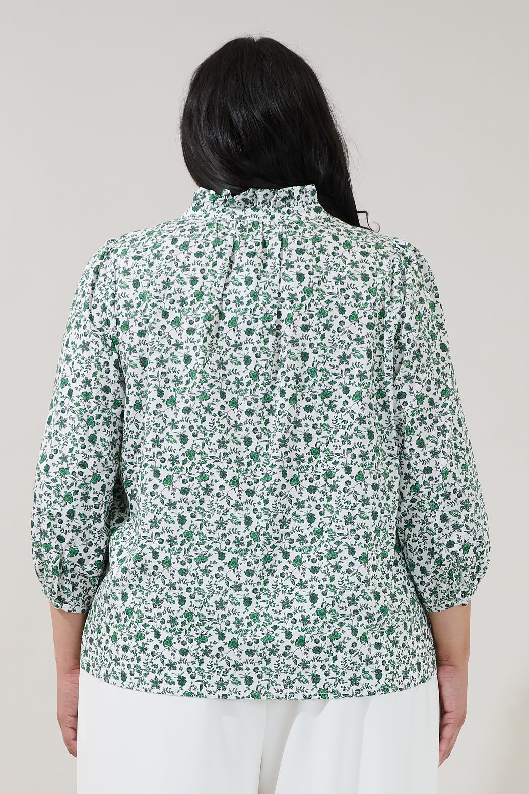 Berty Button Down Long Sleeve Top Floral Curve