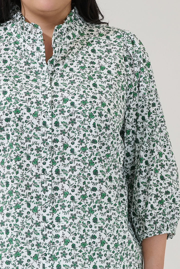 Berty Button Down Long Sleeve Top Floral Curve