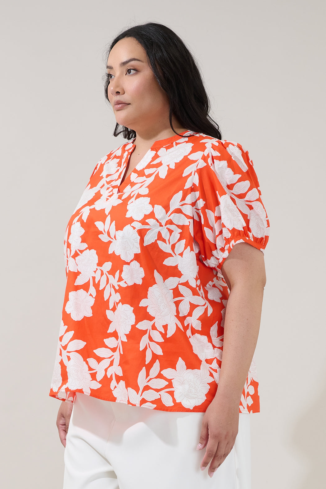 Amanda Split Neck Top Lilo Tropics Curve