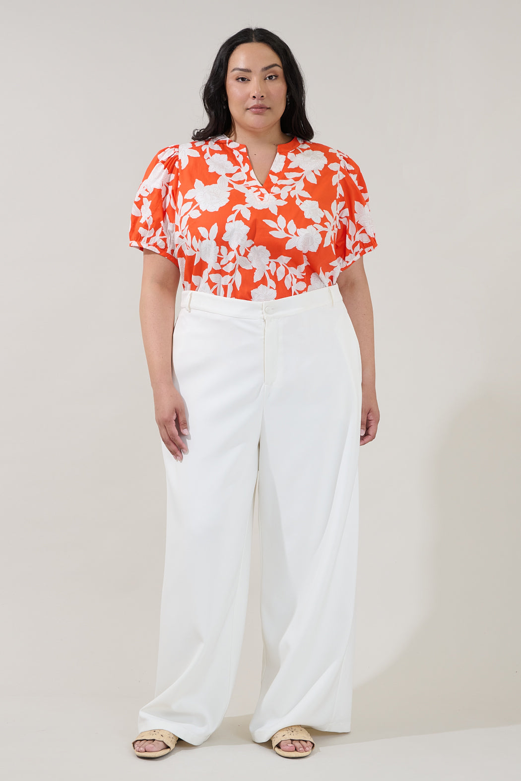 Amanda Split Neck Top Lilo Tropics Curve