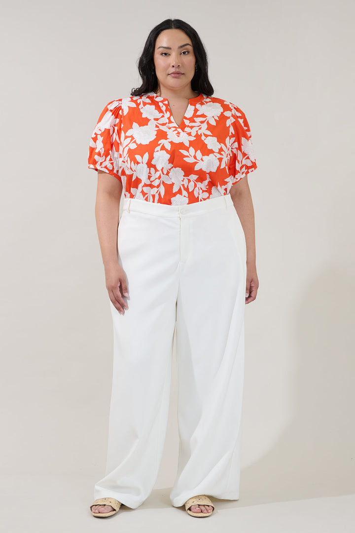 Amanda Split Neck Top Lilo Tropics Curve