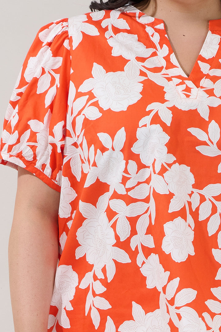 Amanda Split Neck Top Lilo Tropics Curve