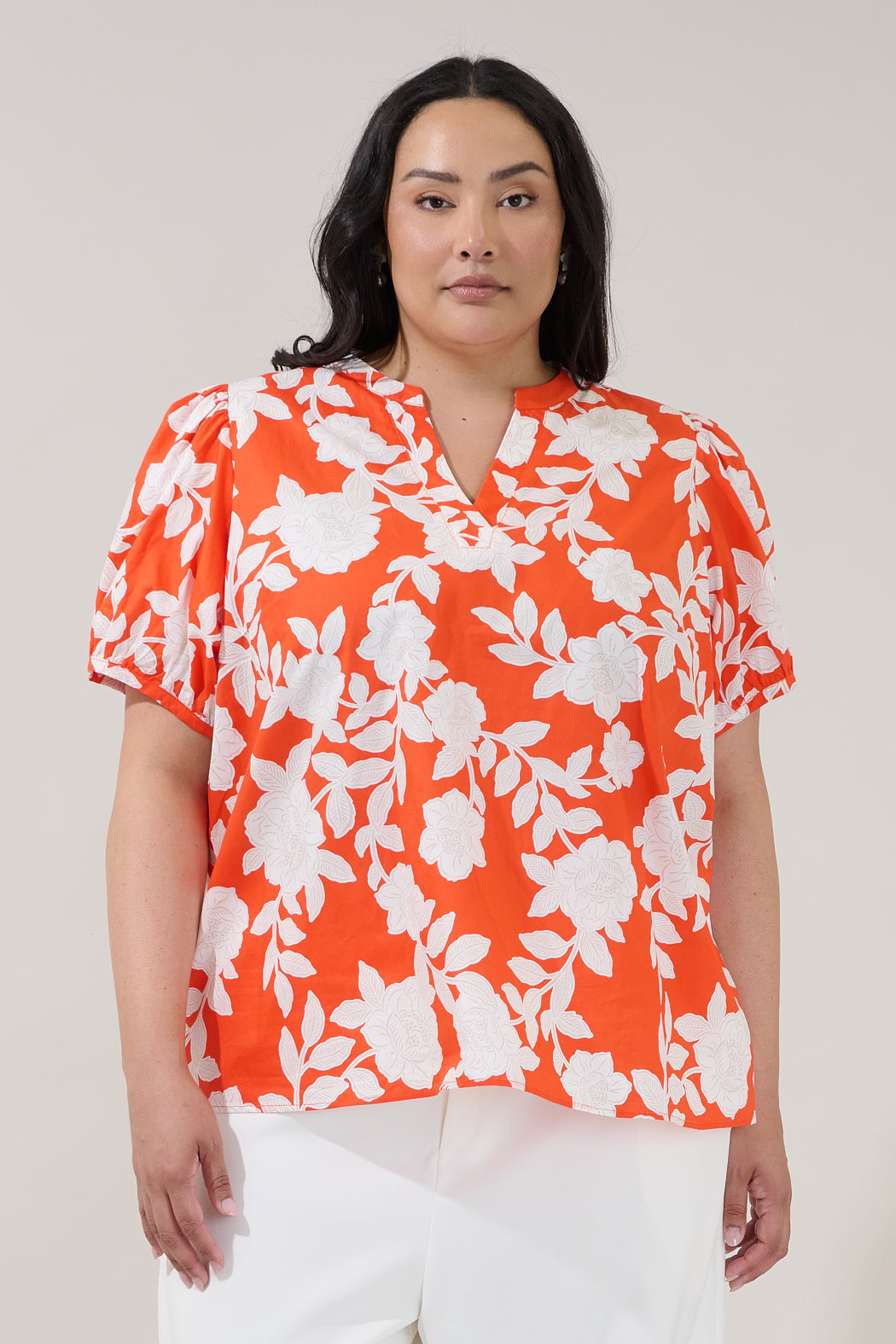 Amanda Split Neck Top Lilo Tropics Curve