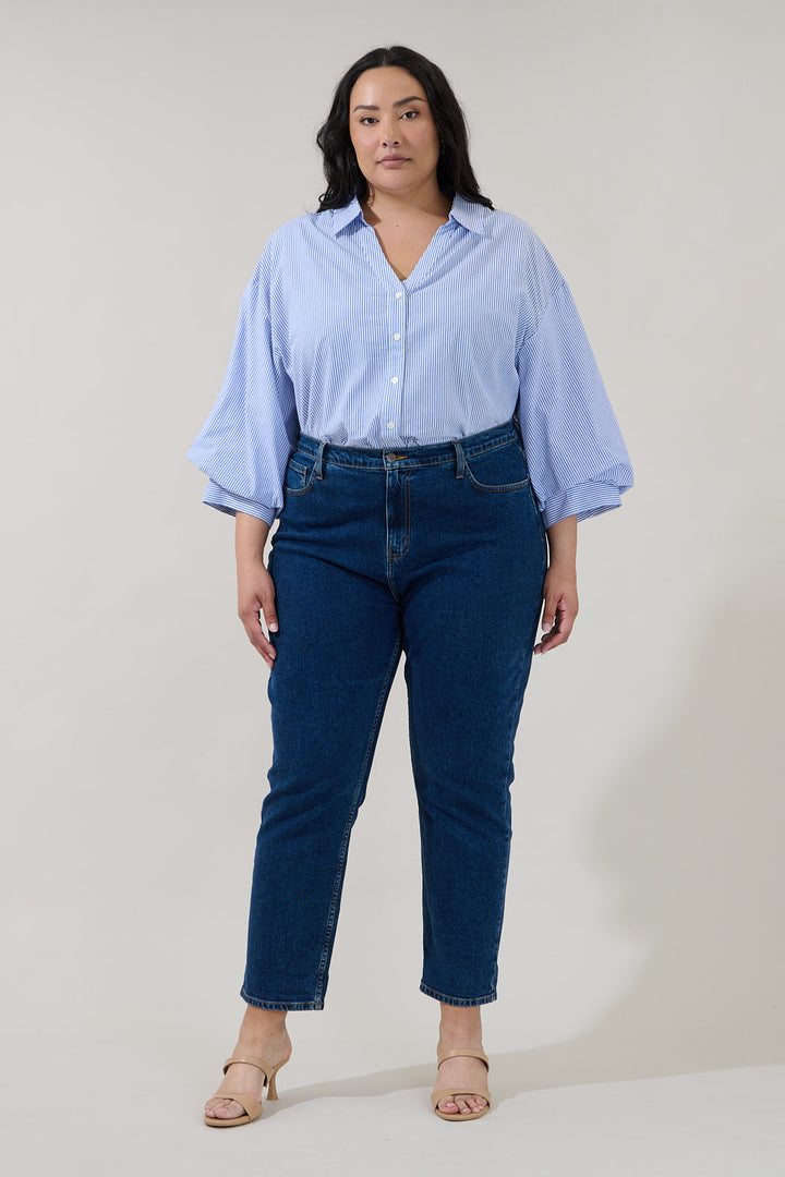 Chalet Button Down Top Stripe Curve