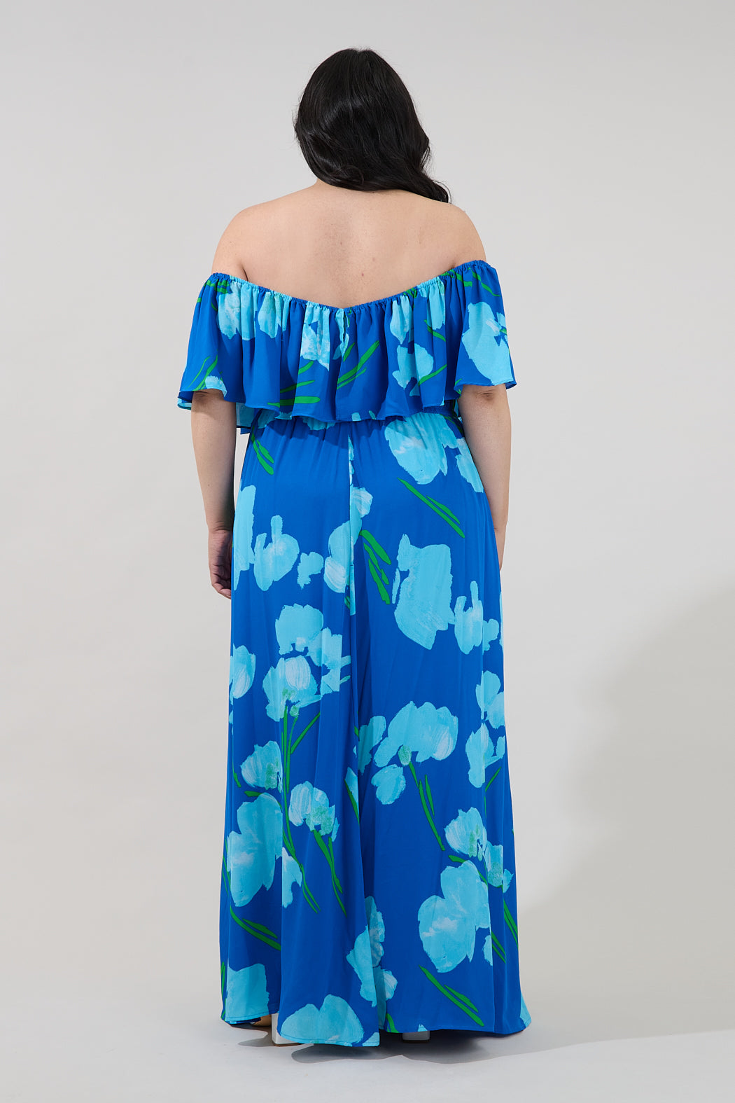 Enamored Off the Shoulder Ruffle Dress Floral Curve