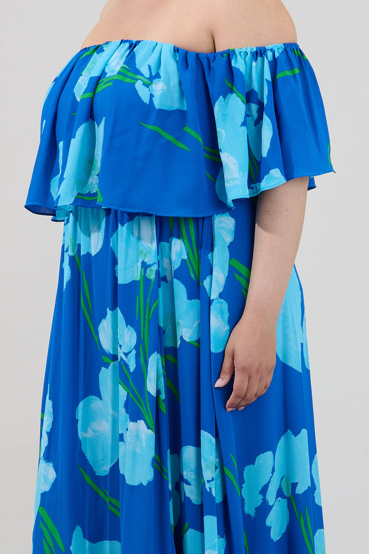 Enamored Off the Shoulder Ruffle Dress Floral Curve