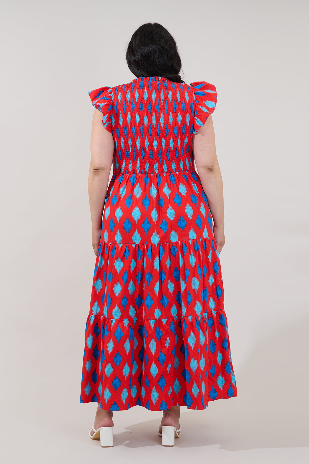 Sunfire Tiered Midi Dress Abstract Curve