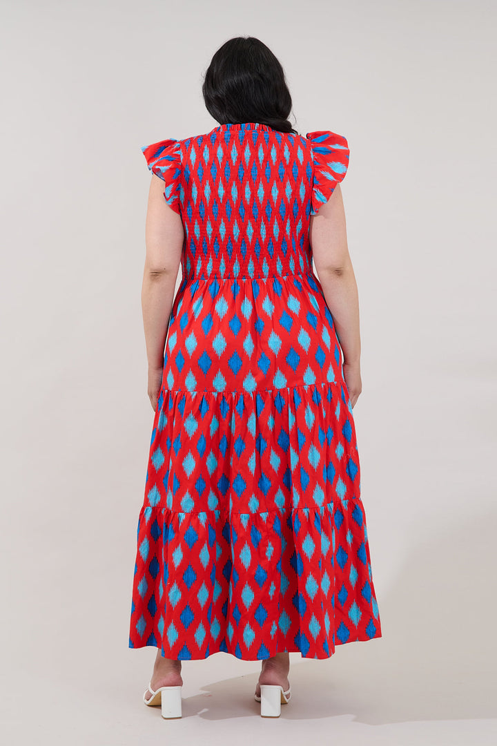 Sunfire Tiered Midi Dress Abstract Curve