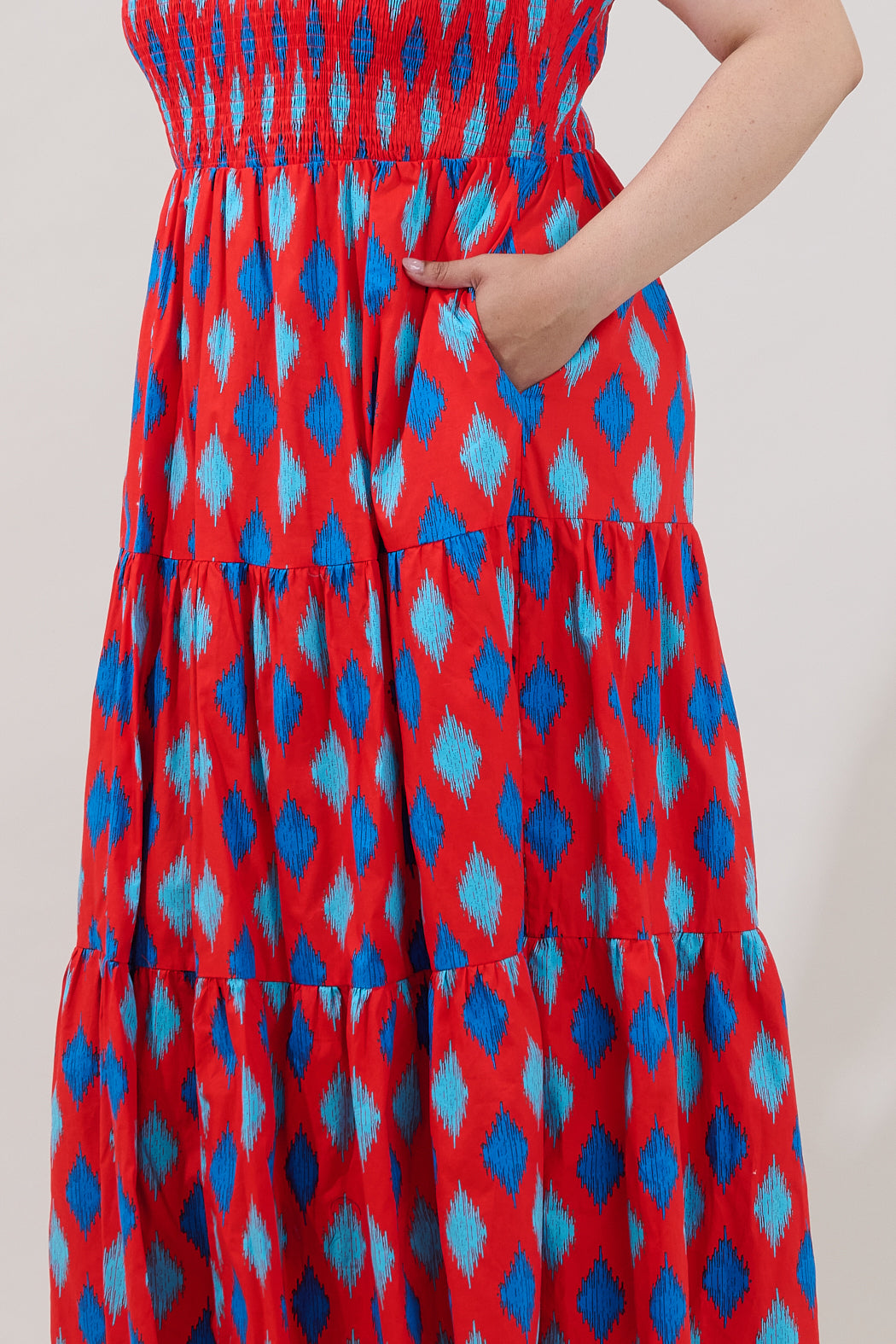 Sunfire Tiered Midi Dress Abstract Curve