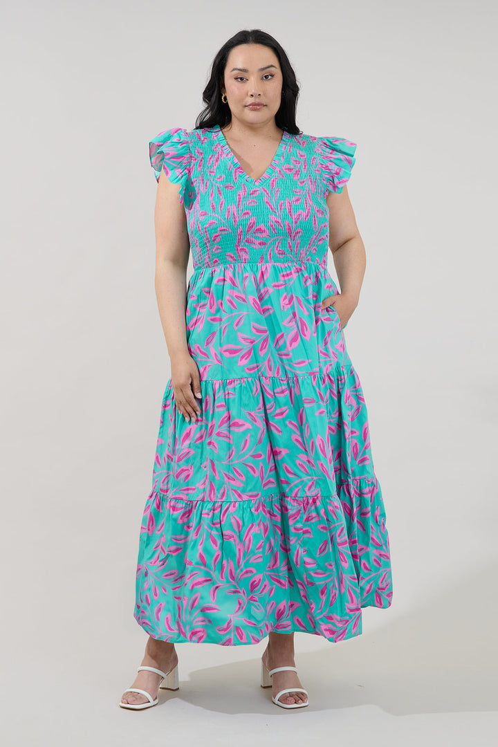 Sunfire Tiered Midi Dress Palmate Curve