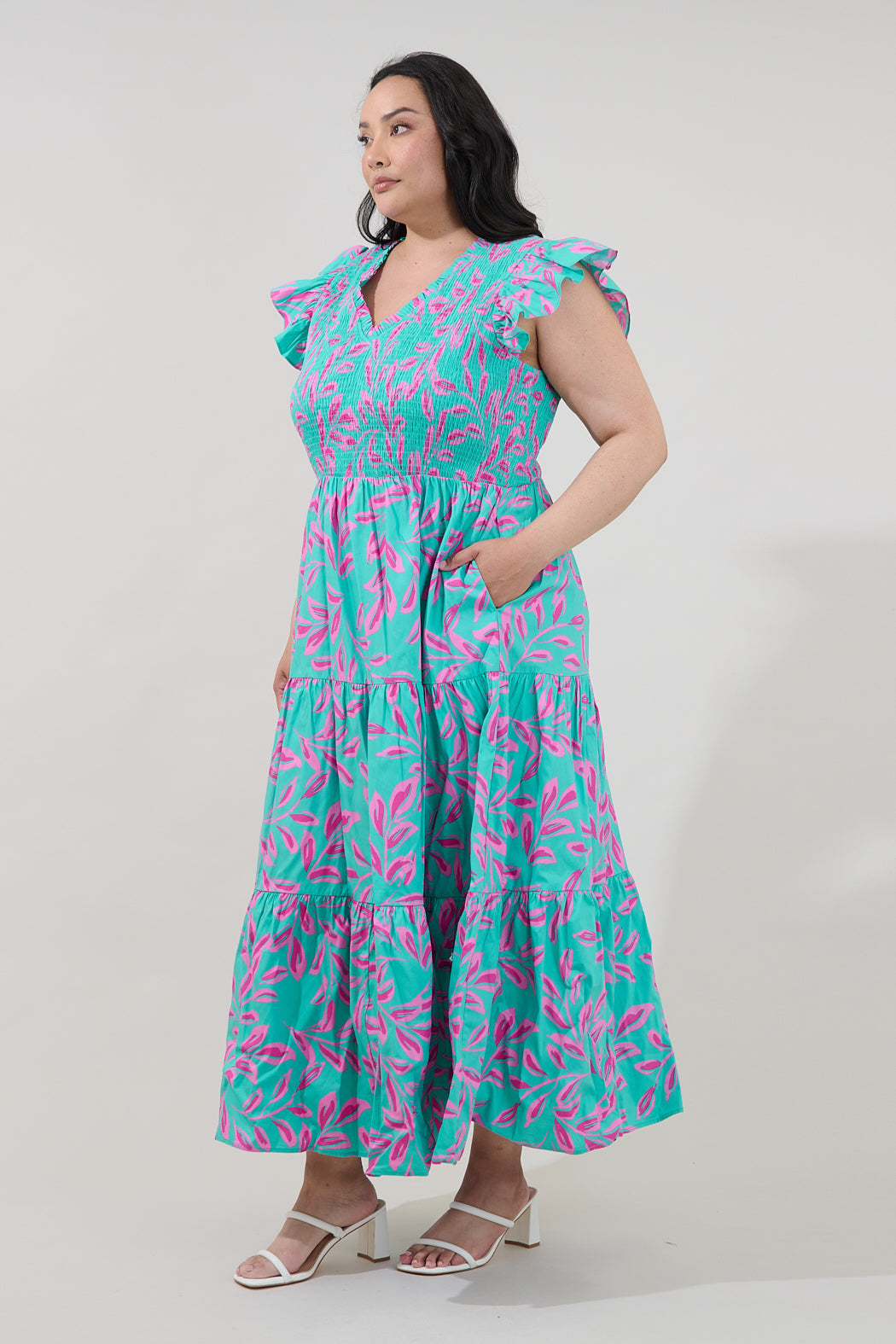 Sunfire Tiered Midi Dress Palmate Curve