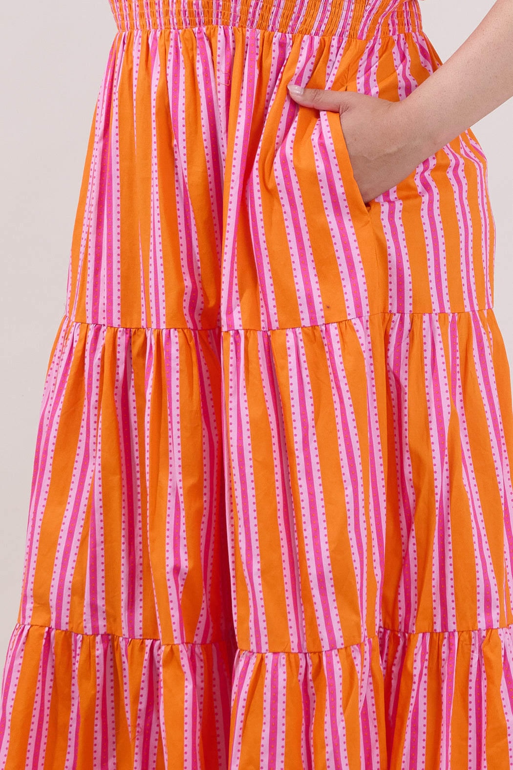 Sunfire Tiered Midi Dress Candy Stripe Curve