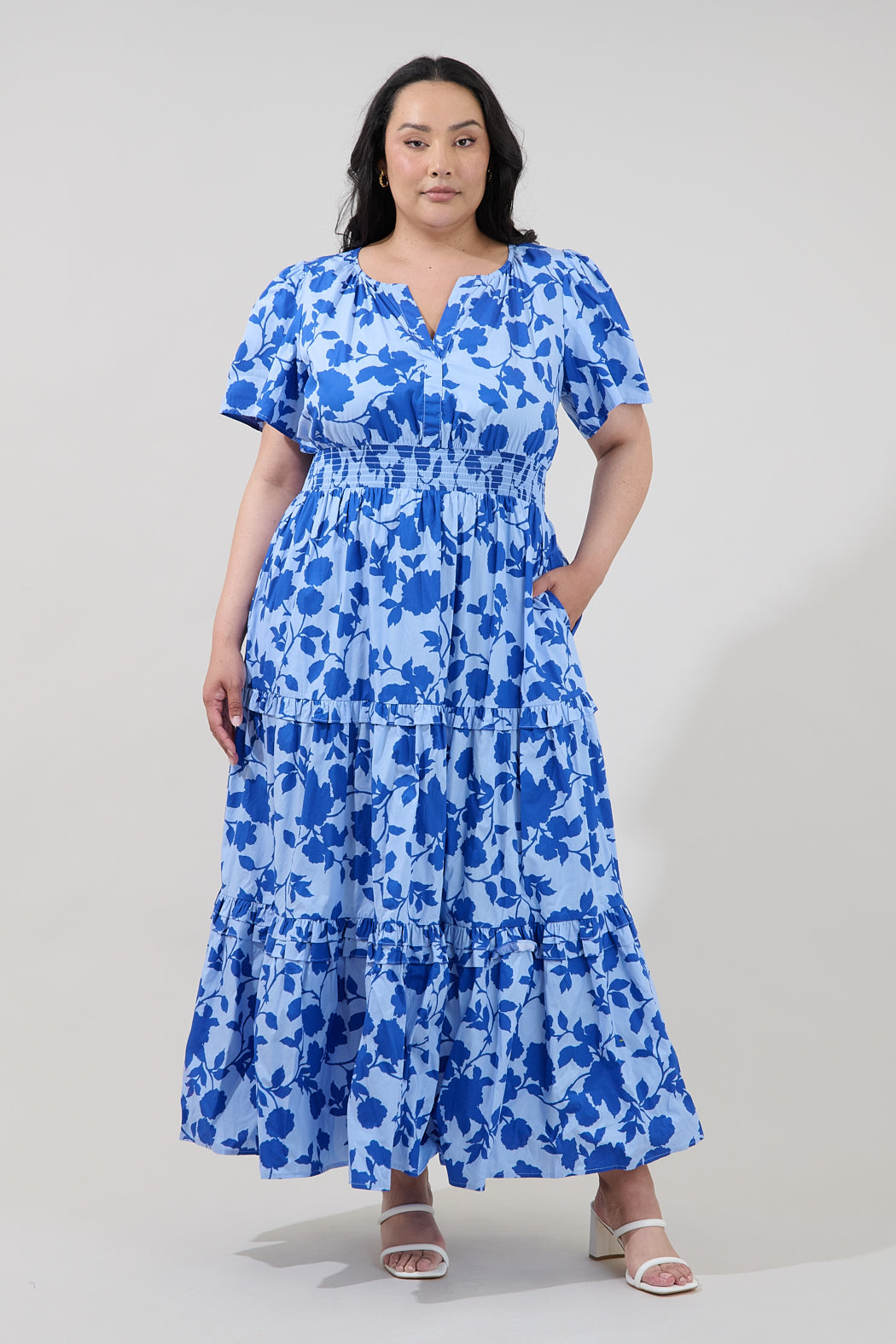 Palmer Poplin Tiered Maxi Dress Palmas Curve