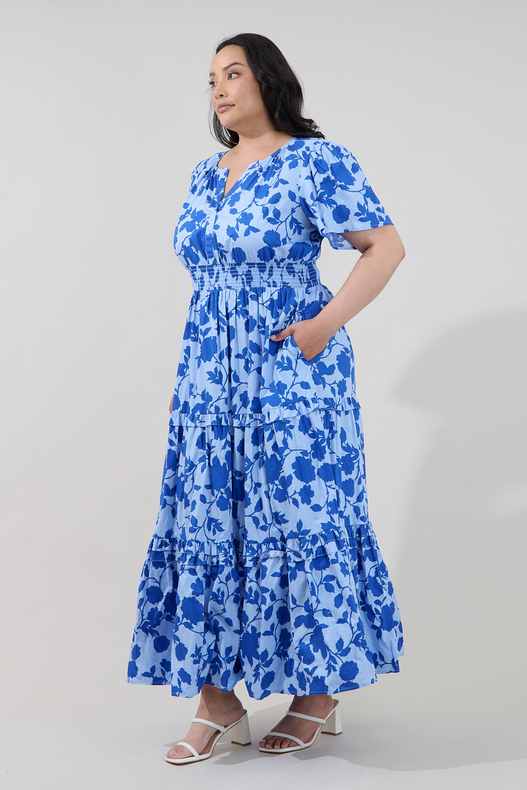 Palmer Poplin Tiered Maxi Dress Palmas Curve