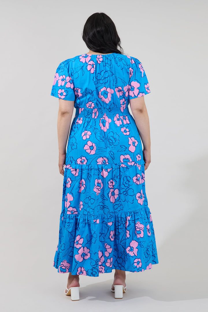 Palmer Poplin Tiered Maxi Dress Cosmic Poppy Curve