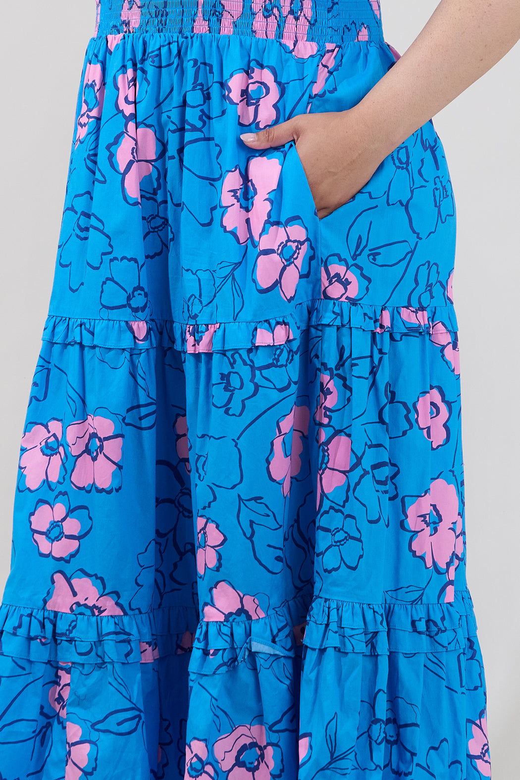 Palmer Poplin Tiered Maxi Dress Cosmic Poppy Curve