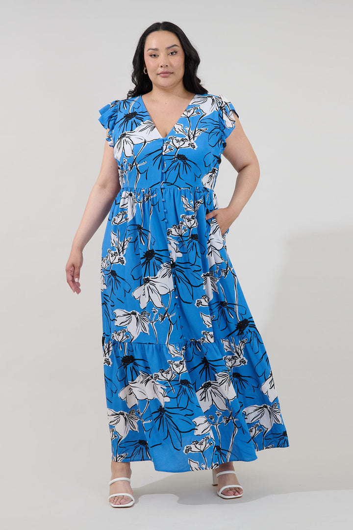 Evianna Button Down Maxi Dress Kanes Floral Curve