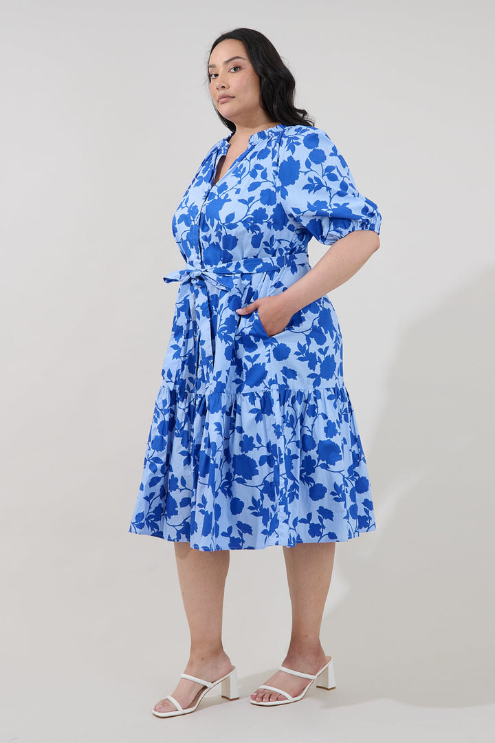 Wynette Tiered Midi Dress Palmas Curve