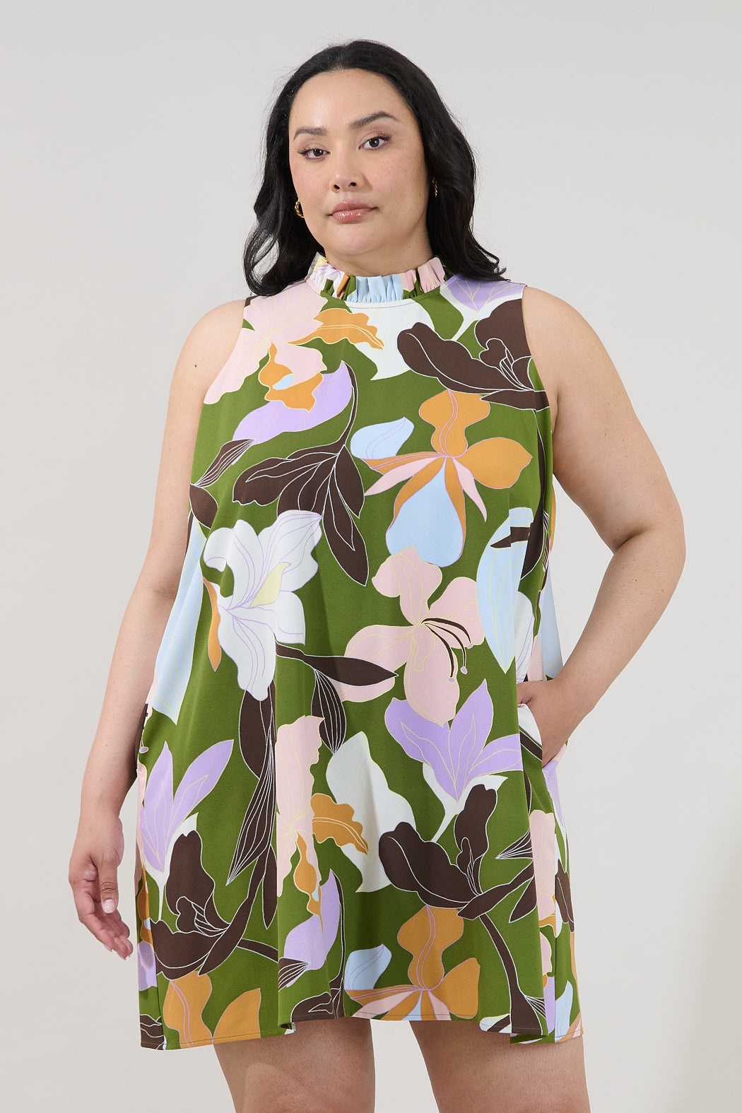 Benson Trapeze Mini Dress Passion Floral Curve