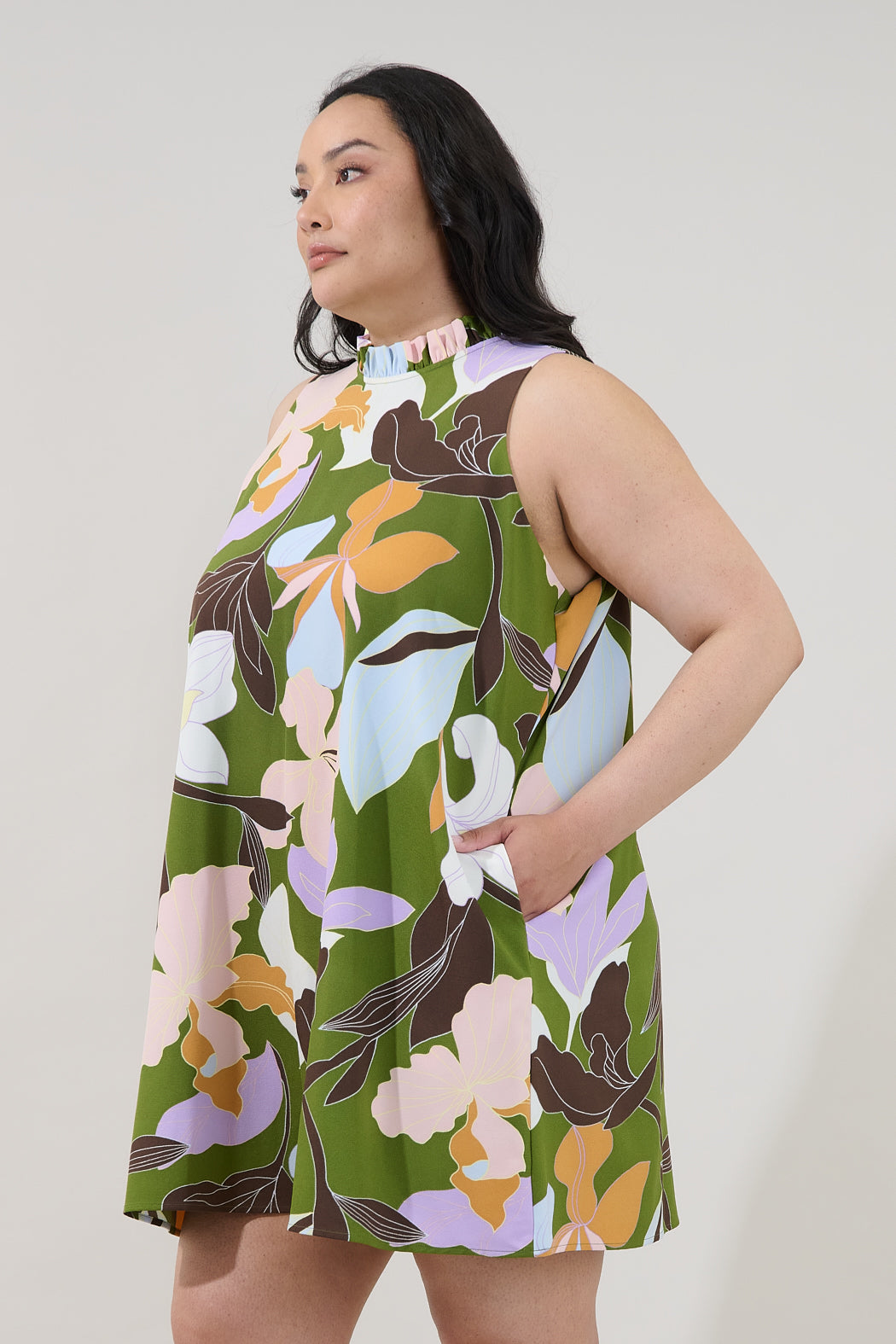 Benson Trapeze Mini Dress Passion Floral Curve