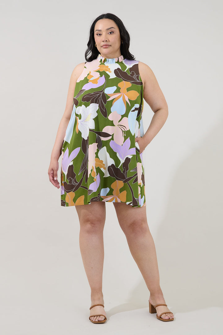 Benson Trapeze Mini Dress Passion Floral Curve