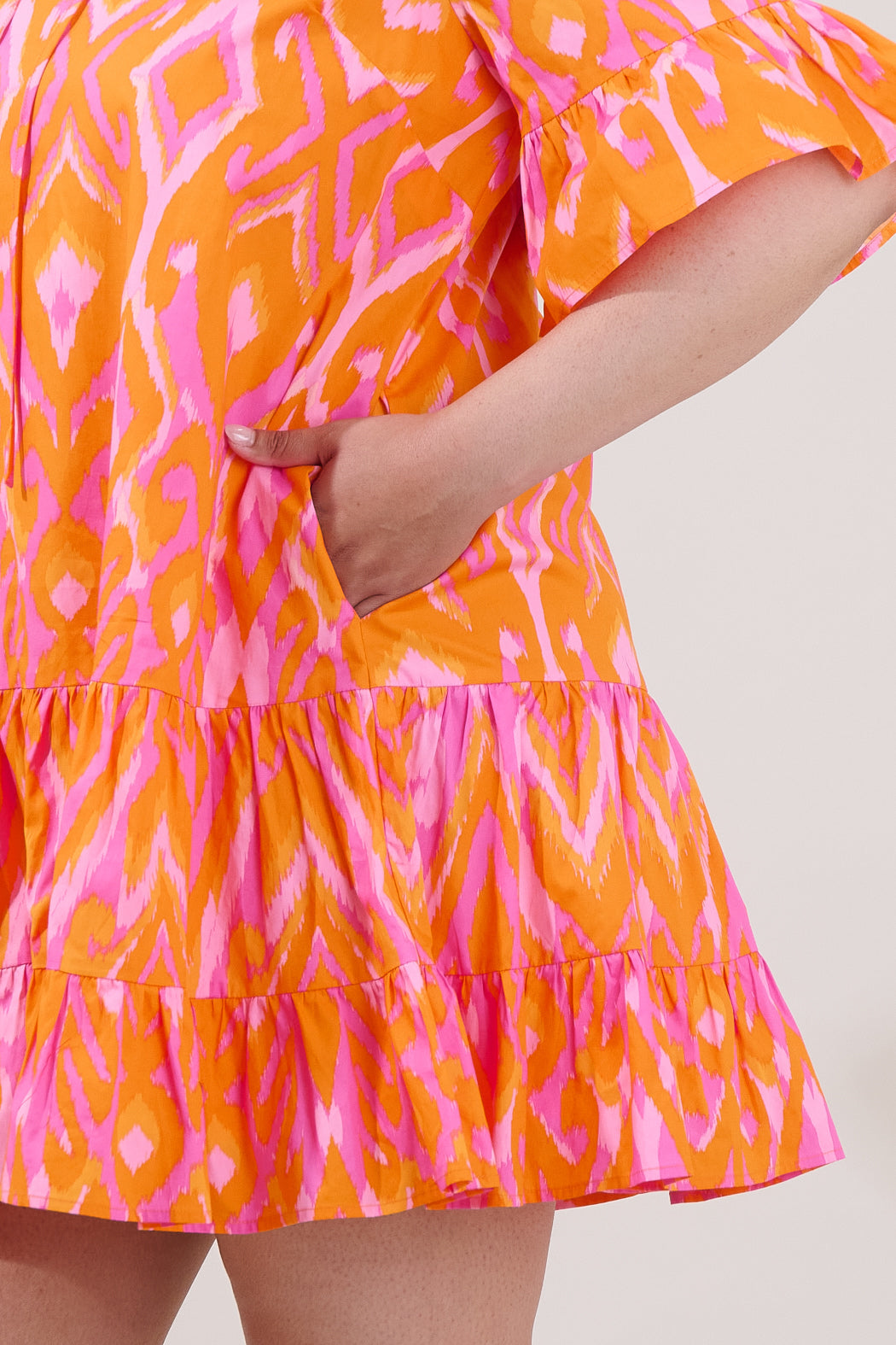 Auggie Bell Sleeve Shift Dress Ikat Curve