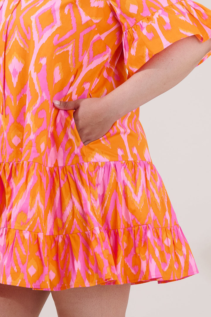 Auggie Bell Sleeve Shift Dress Ikat Curve
