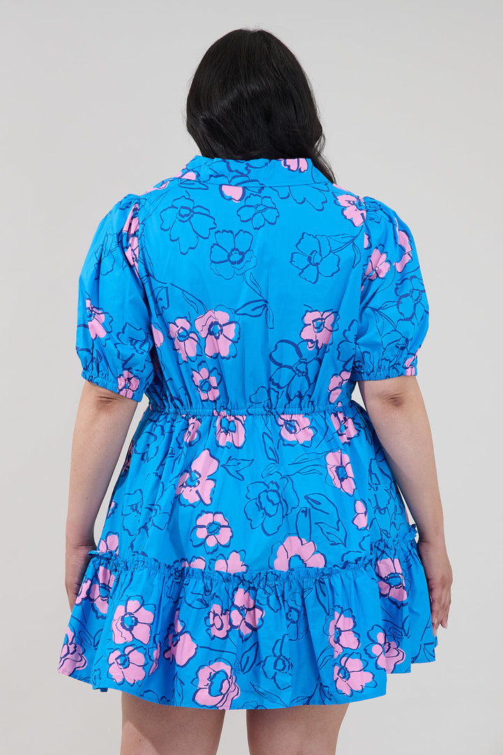Stacie Button Down Mini Dress Cosmic Poppy Curve