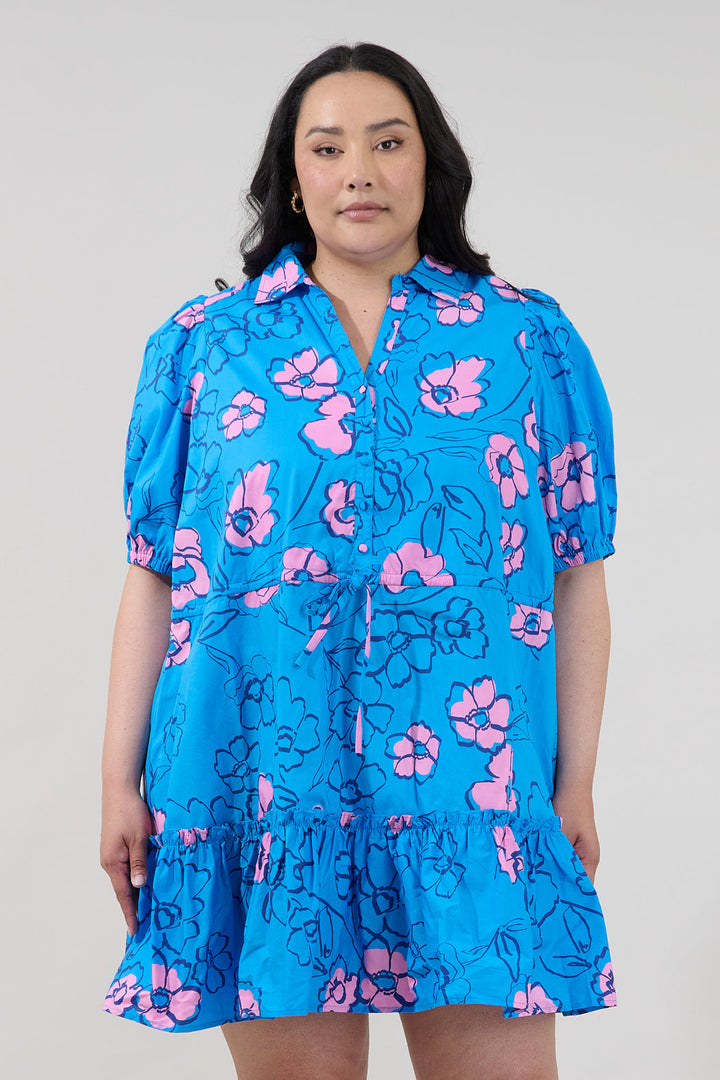 Stacie Button Down Mini Dress Cosmic Poppy Curve