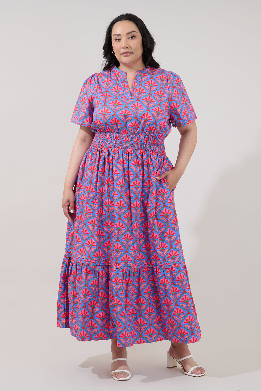 Belraj Poplin Maxi Dress Floral Curve